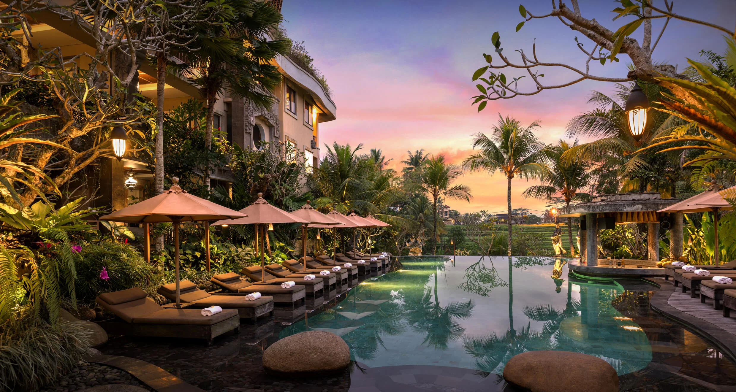 Kuwarasan resort surrounded by rice fields in Ubud